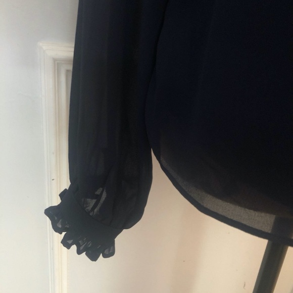 NWOT Navy Ruffle Rhinestone Blouse - Picture 3 of 6